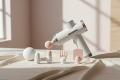 Deep Tissue Massage Gun — Multi-Attachment Layout